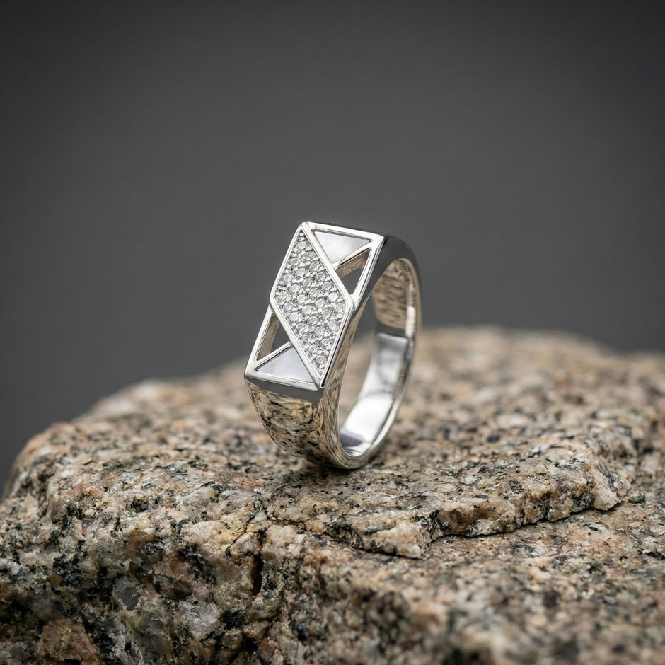 Rhombus Pave Signet Ring