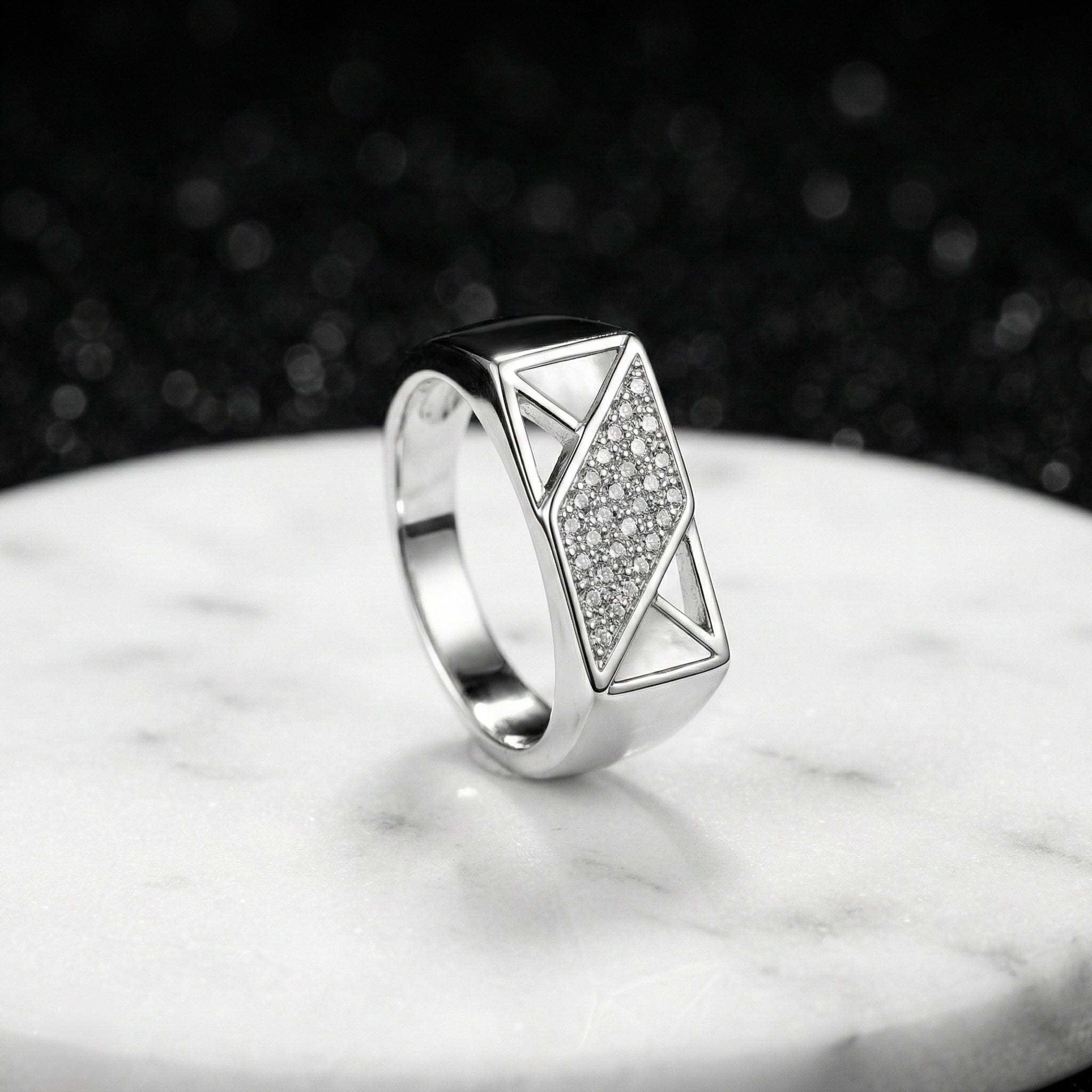 Rhombus Pave Signet Ring