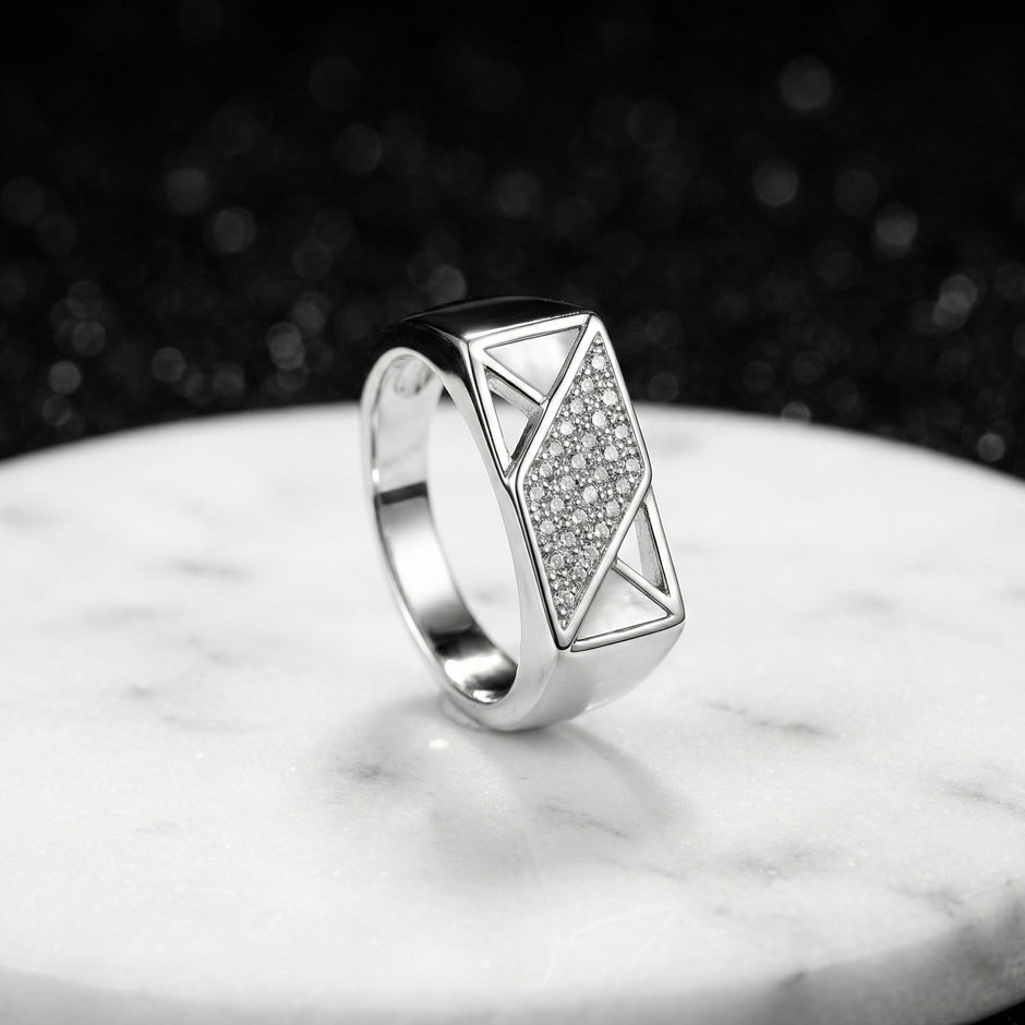 Rhombus Pave Signet Ring