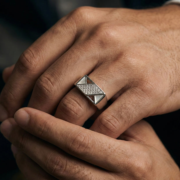 Rhombus Pave Signet Ring
