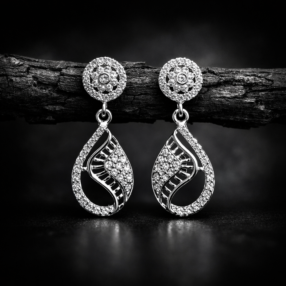 Elegant Teardrop Diamond Style Earrings