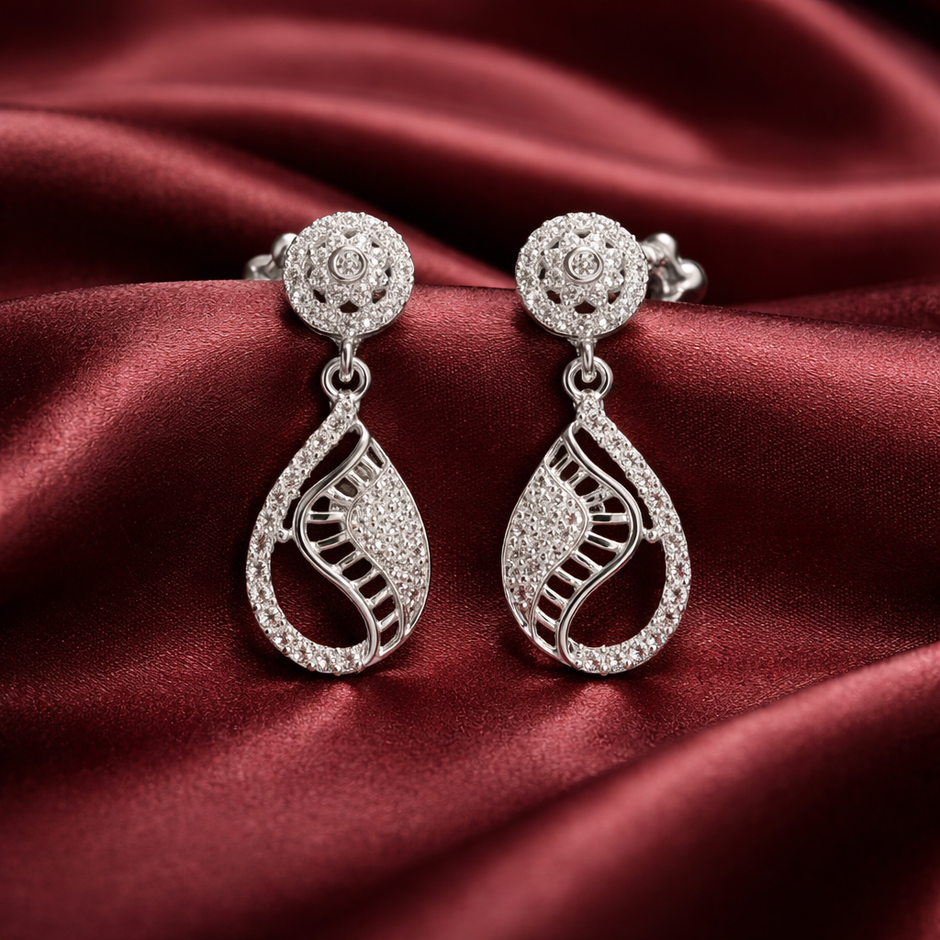 Elegant Teardrop Diamond Style Earrings