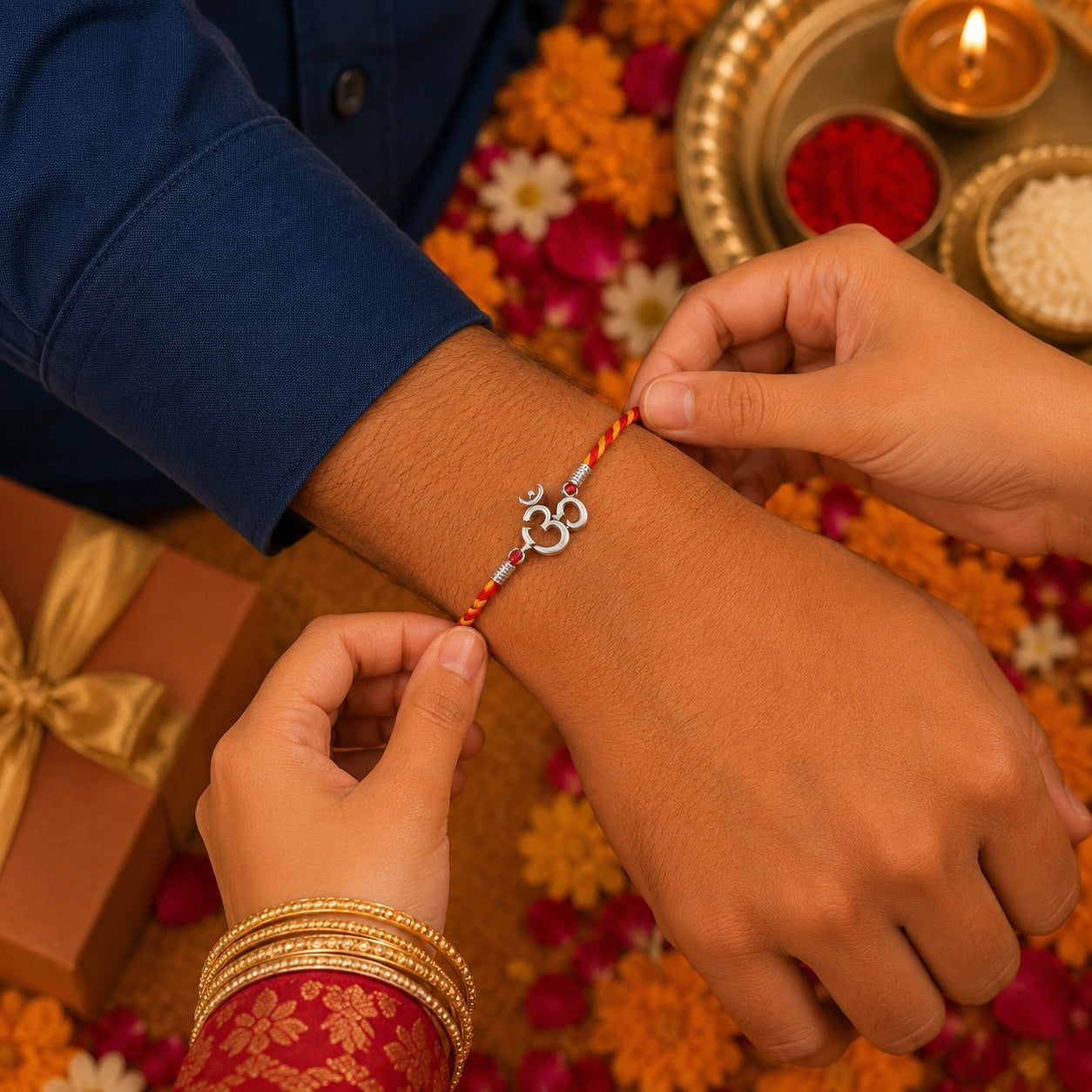 Sacred Om Silver Rakhi