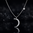 Crescent Moon Pendant Necklace with Star Accent