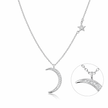 Crescent Moon Pendant Necklace with Star Accent
