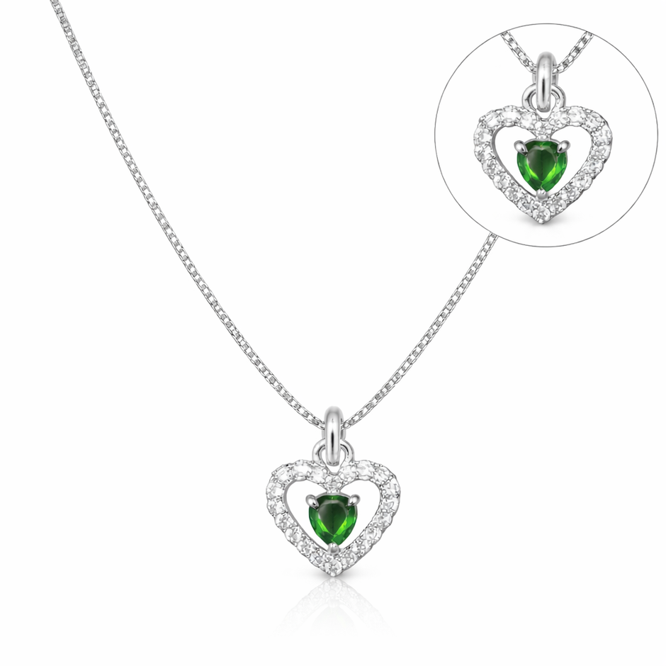 Green Heart Pendant Necklace