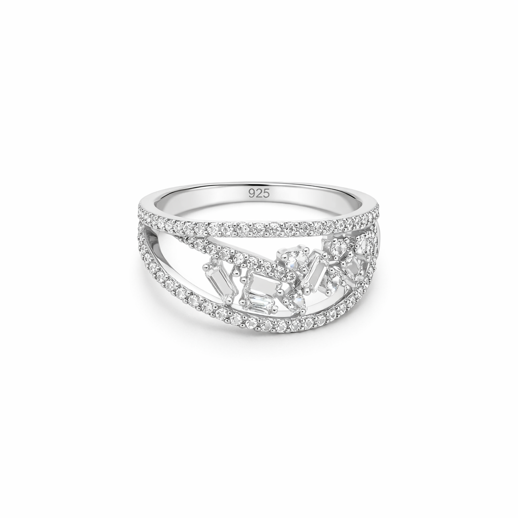 Criss Cross Multi Stone Designer Ring