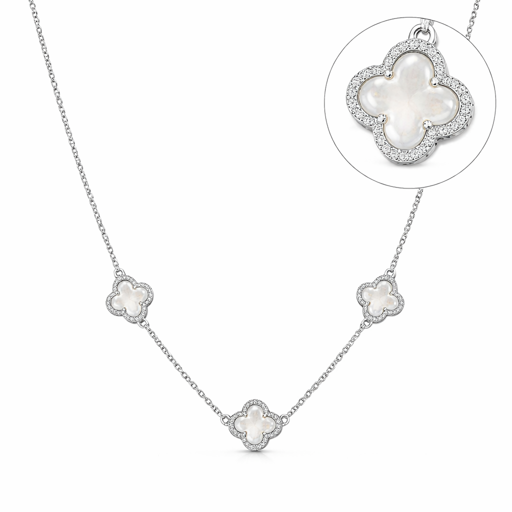 White Clover Station Pendant Necklace