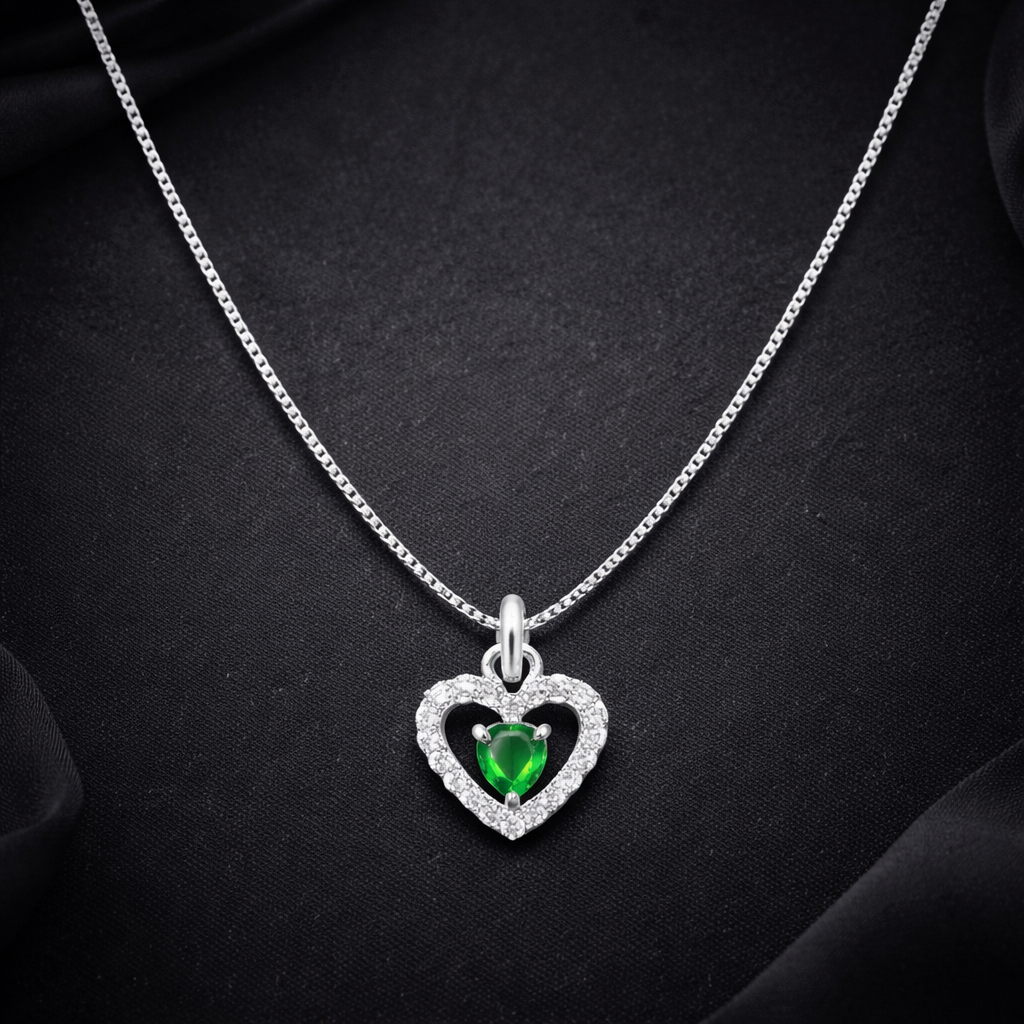 Green Heart Pendant Necklace
