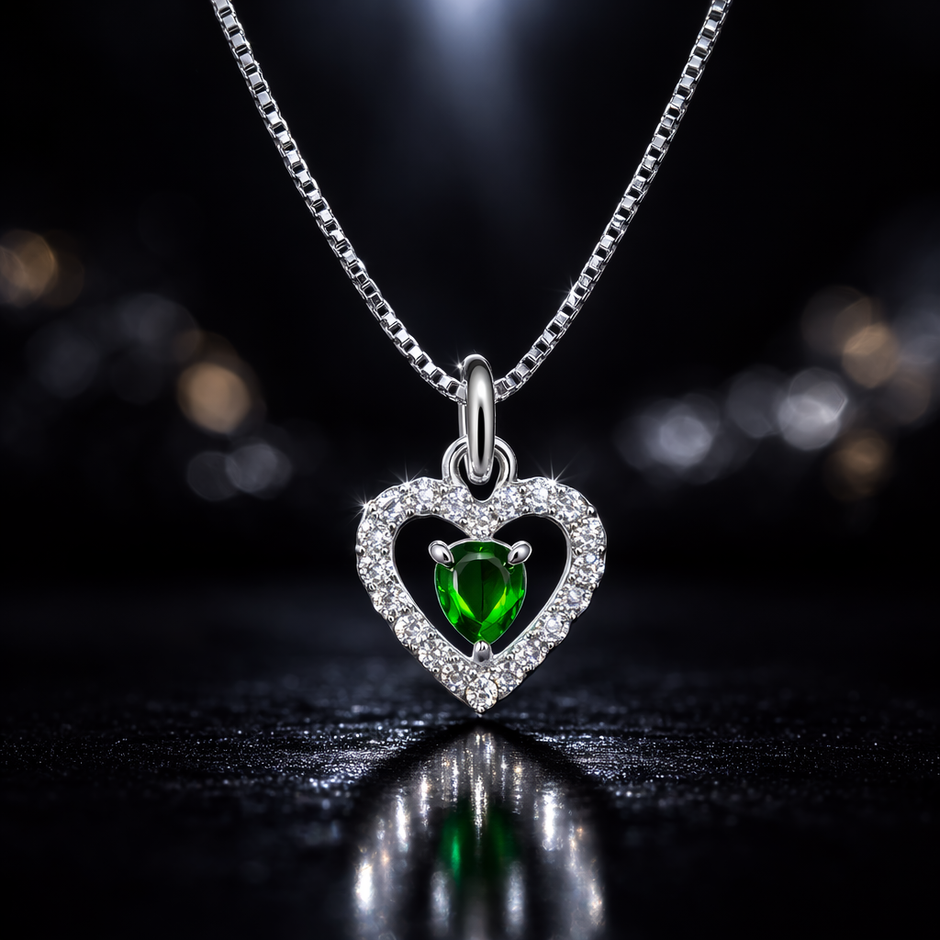 Green Heart Pendant Necklace