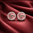 Elegant Pink Round Stud Earrings