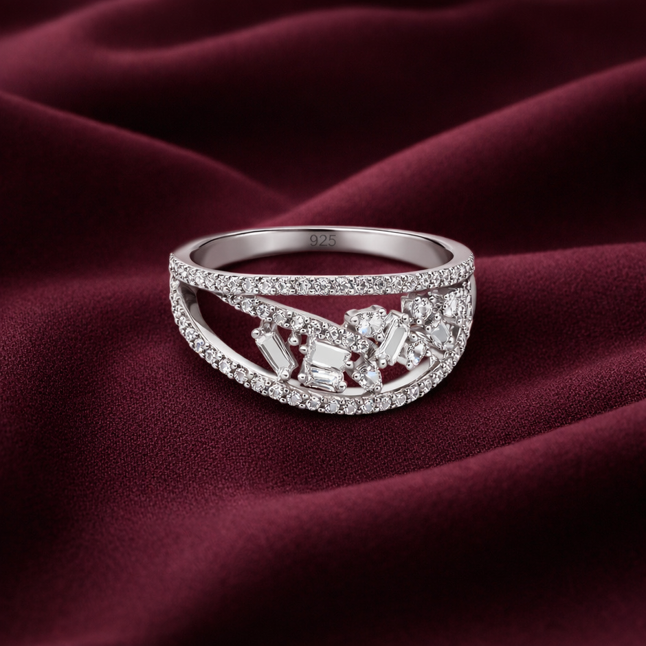Criss Cross Multi Stone Designer Ring