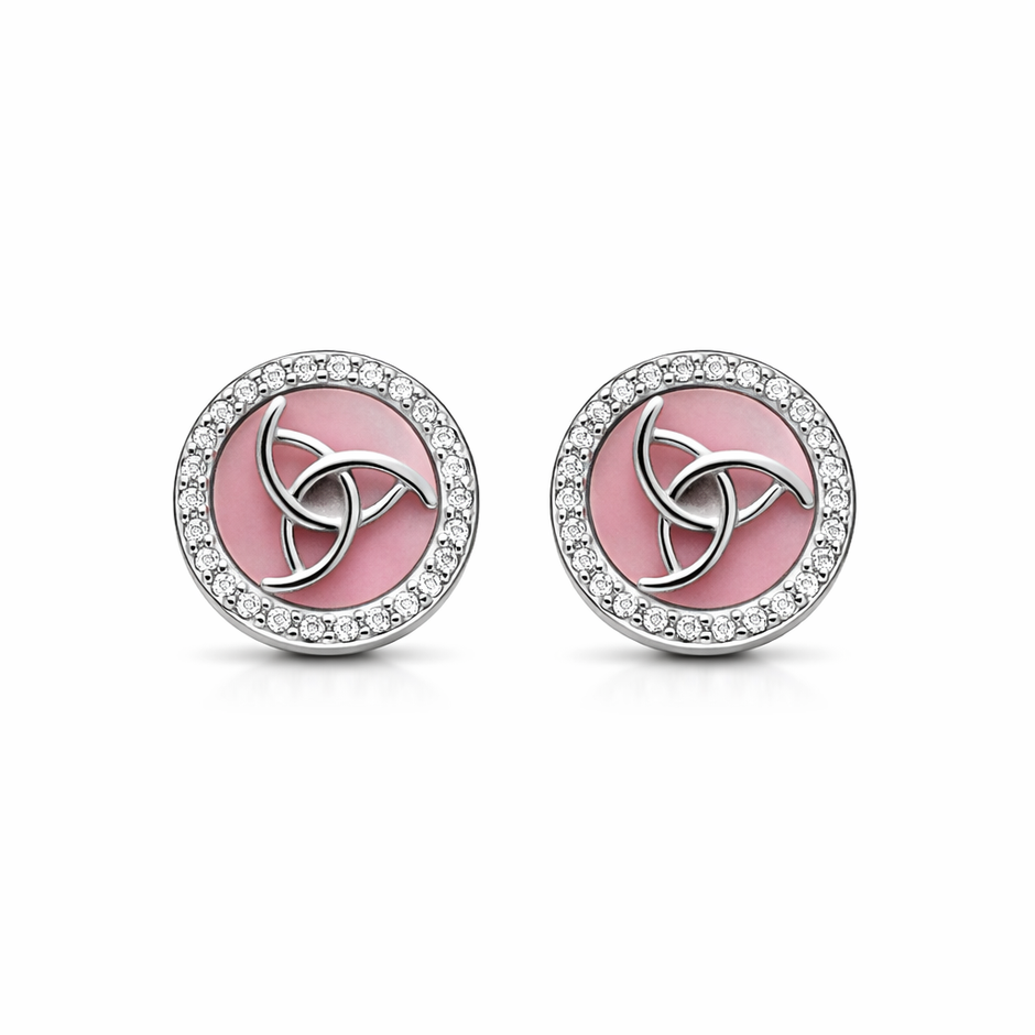 Elegant Pink Round Stud Earrings