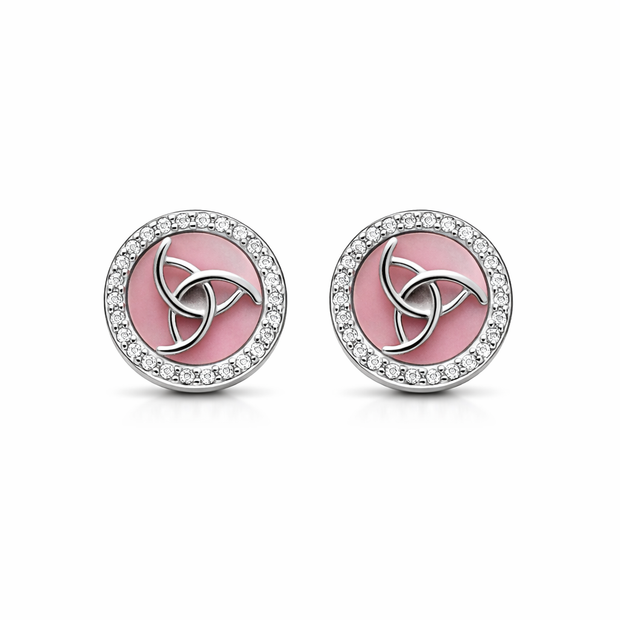 Elegant Pink Round Stud Earrings