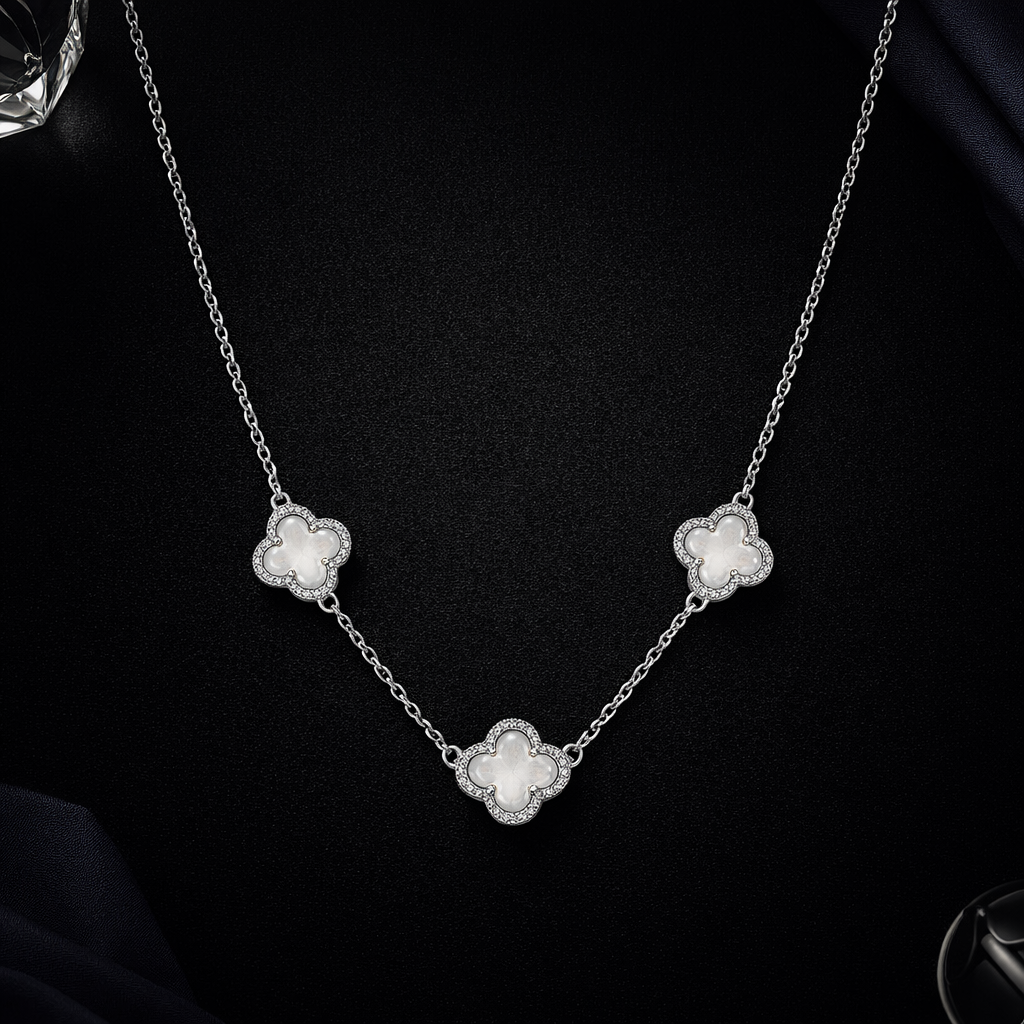 White Clover Station Pendant Necklace