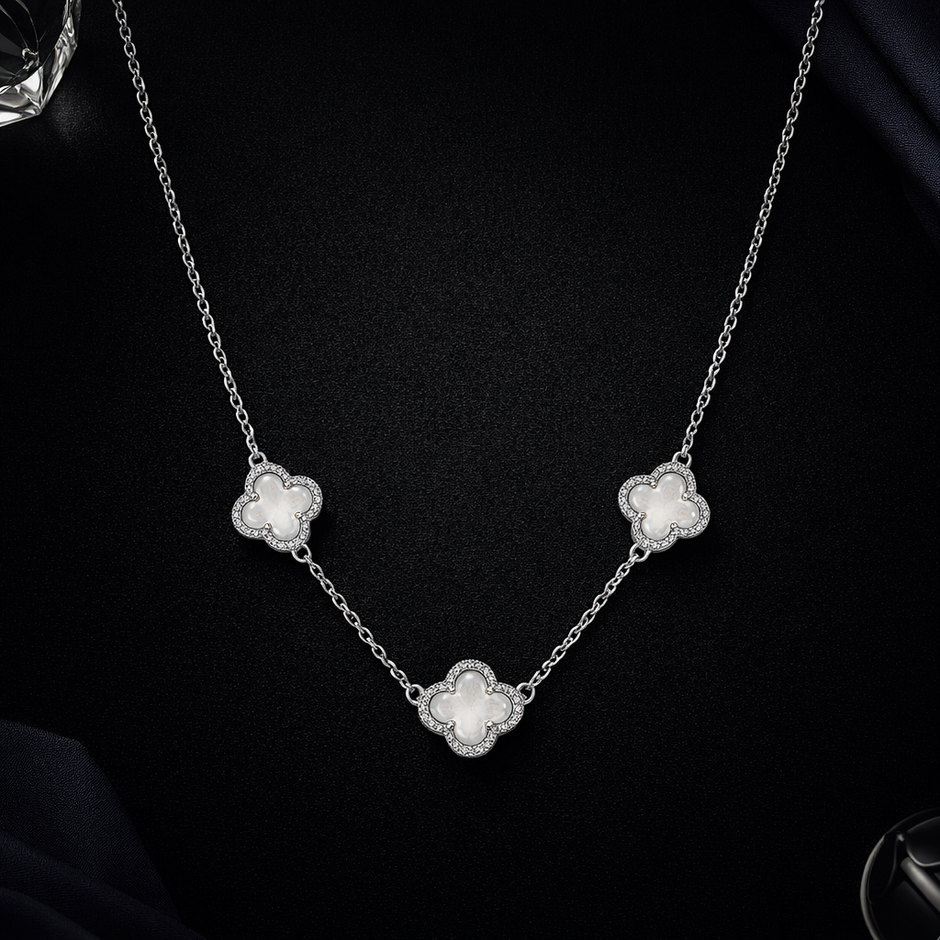 White Clover Station Pendant Necklace