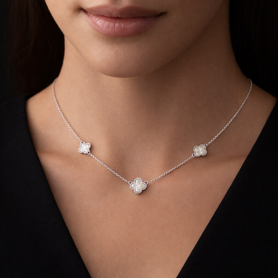 White Clover Station Pendant Necklace