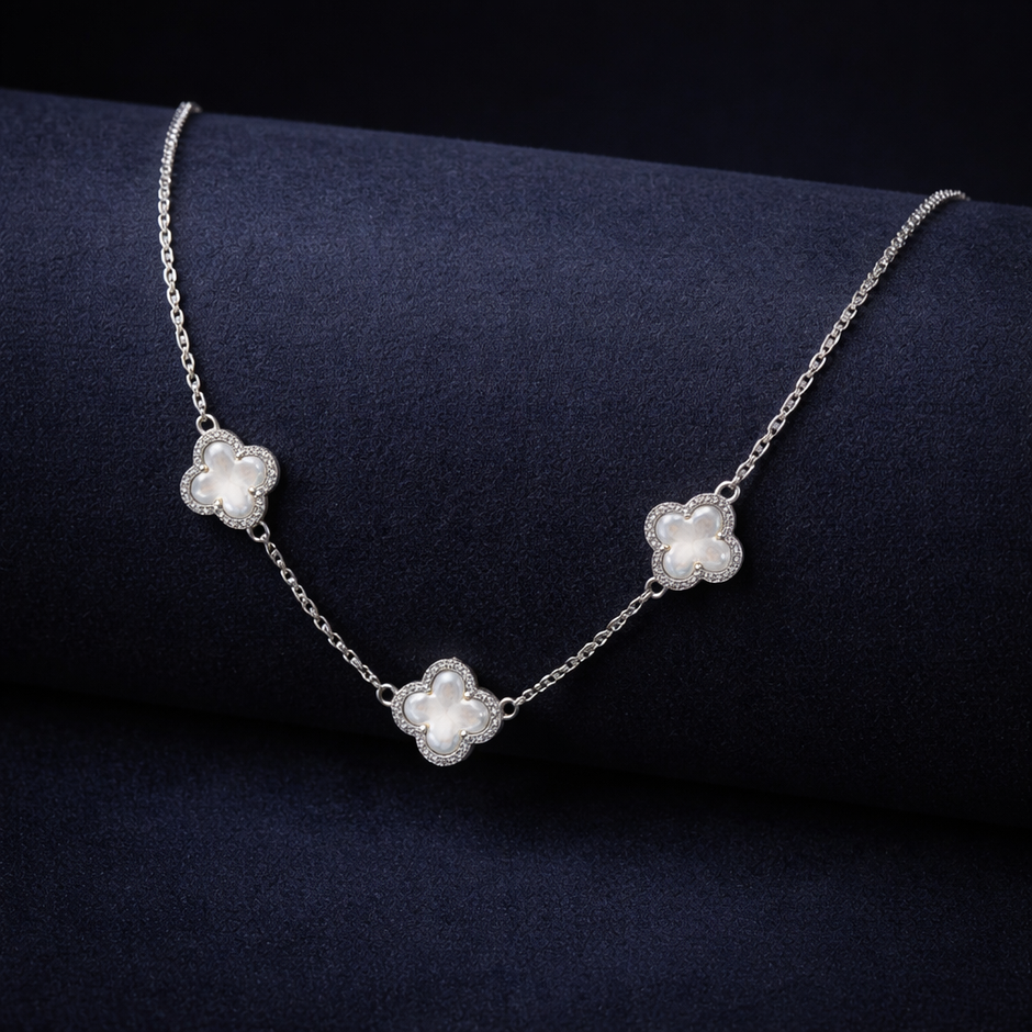 White Clover Station Pendant Necklace