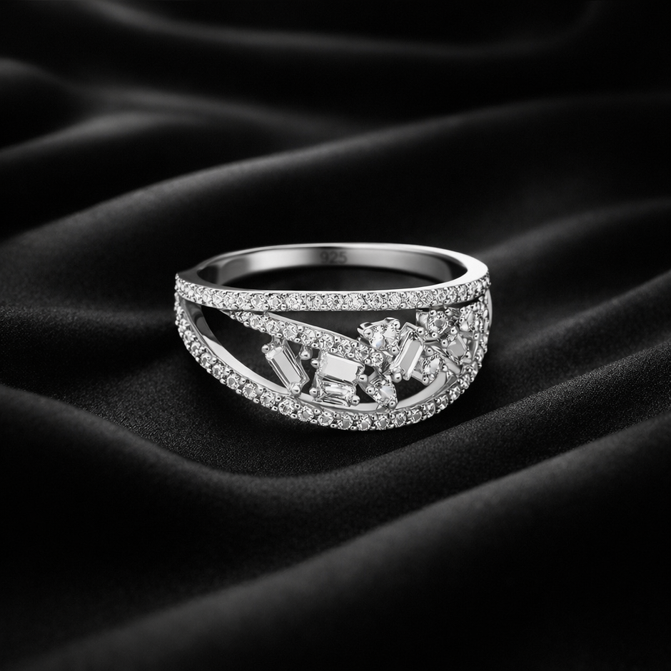 Criss Cross Multi Stone Designer Ring