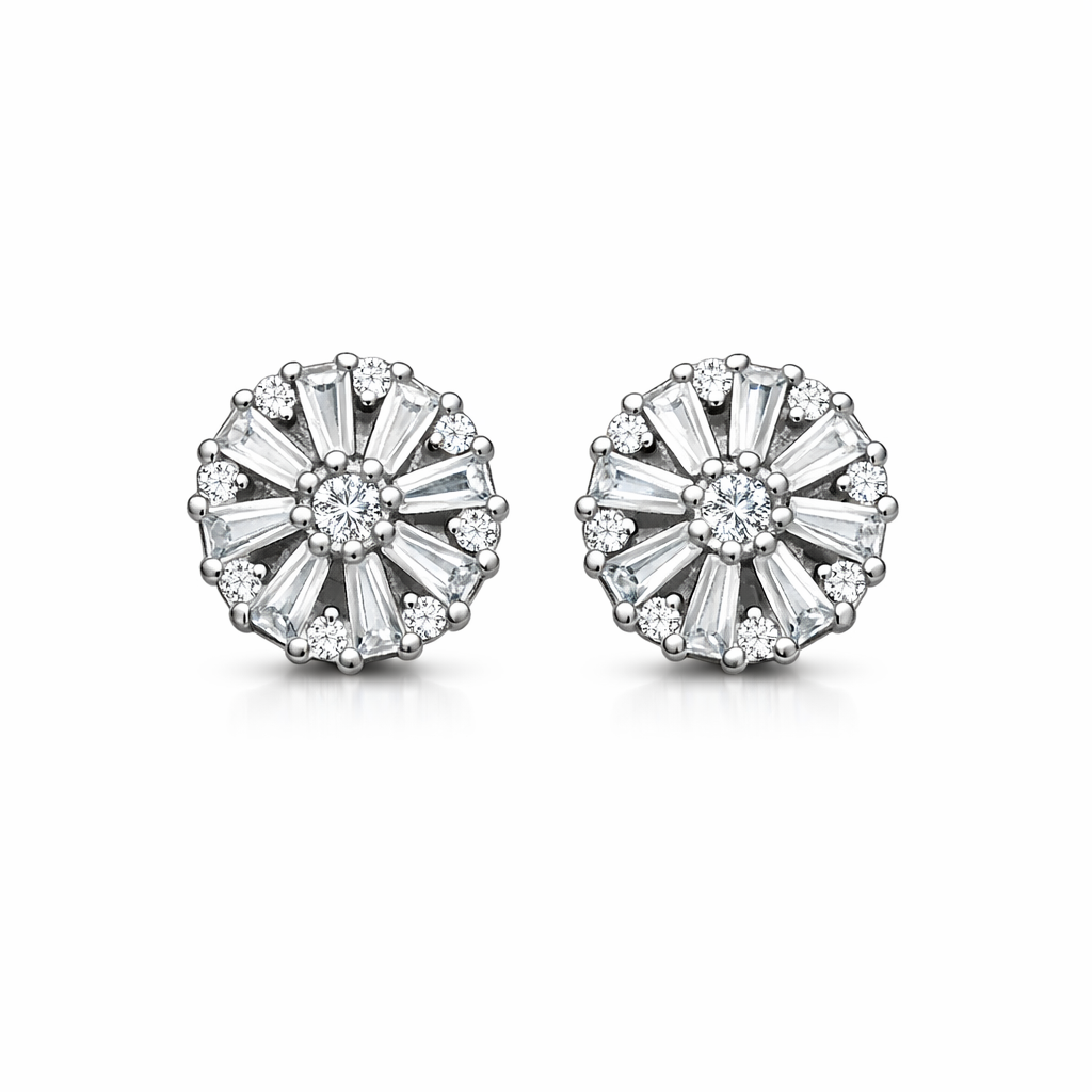 Elegant Floral Stone Stud Earrings