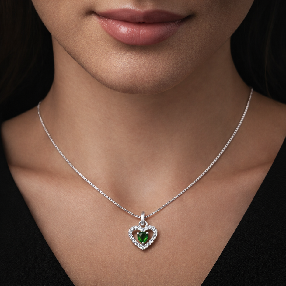 Green Heart Pendant Necklace