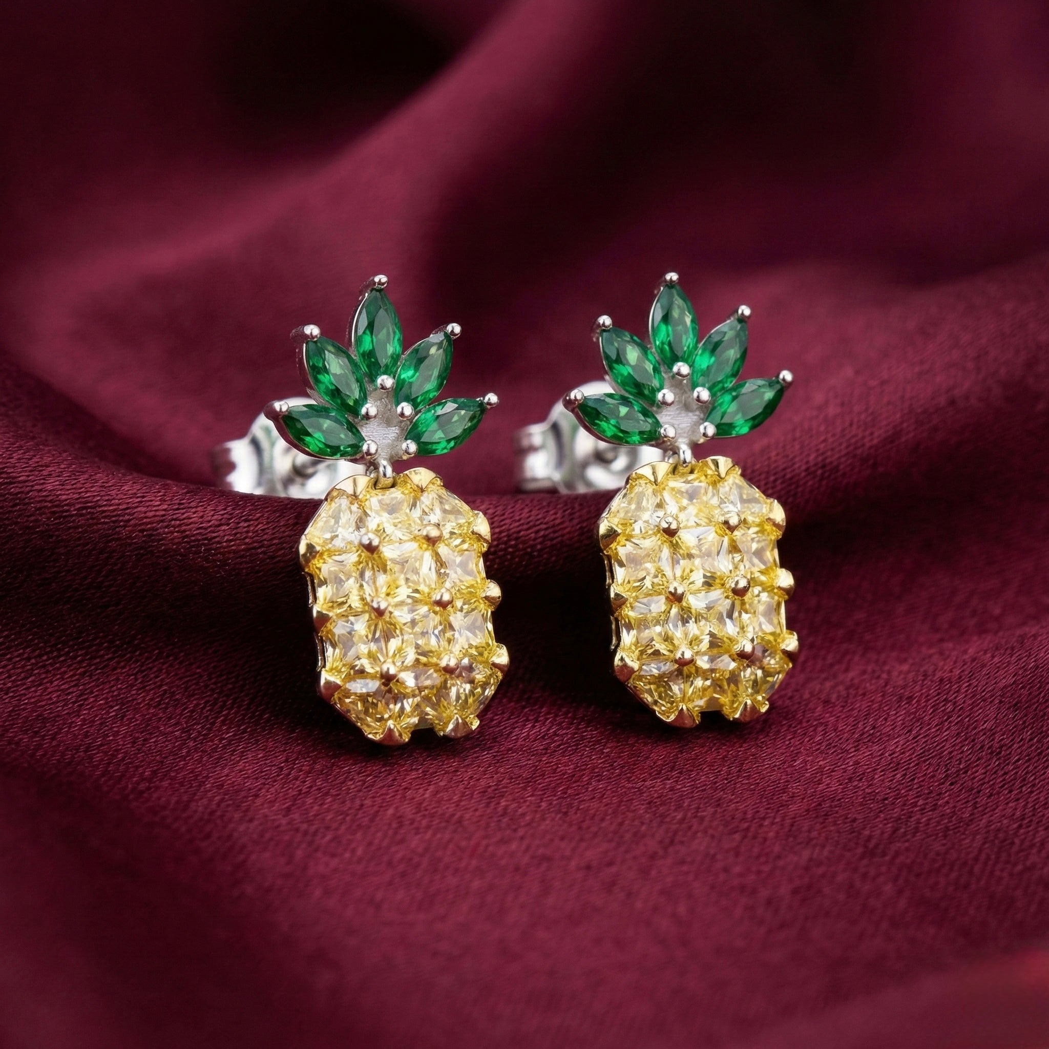Trendy Pineapple Style Stone Earrings