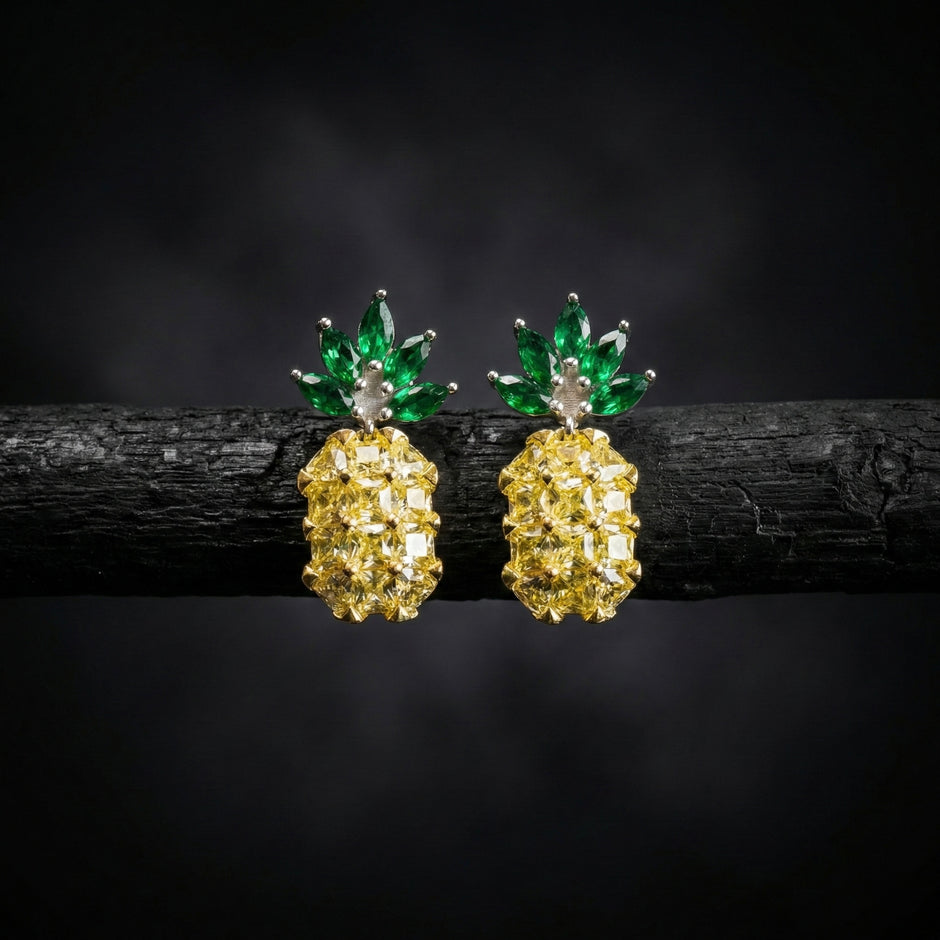 Trendy Pineapple Style Stone Earrings