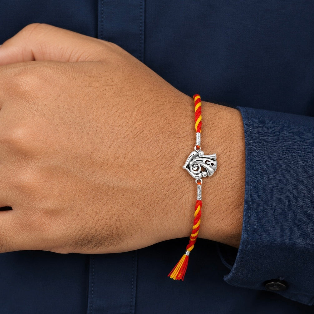 Divine Ganesha Silver Rakhi
