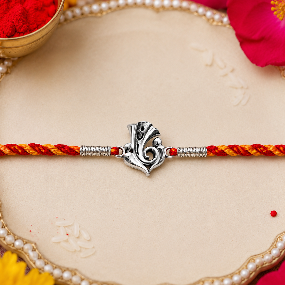 Divine Ganesha Silver Rakhi