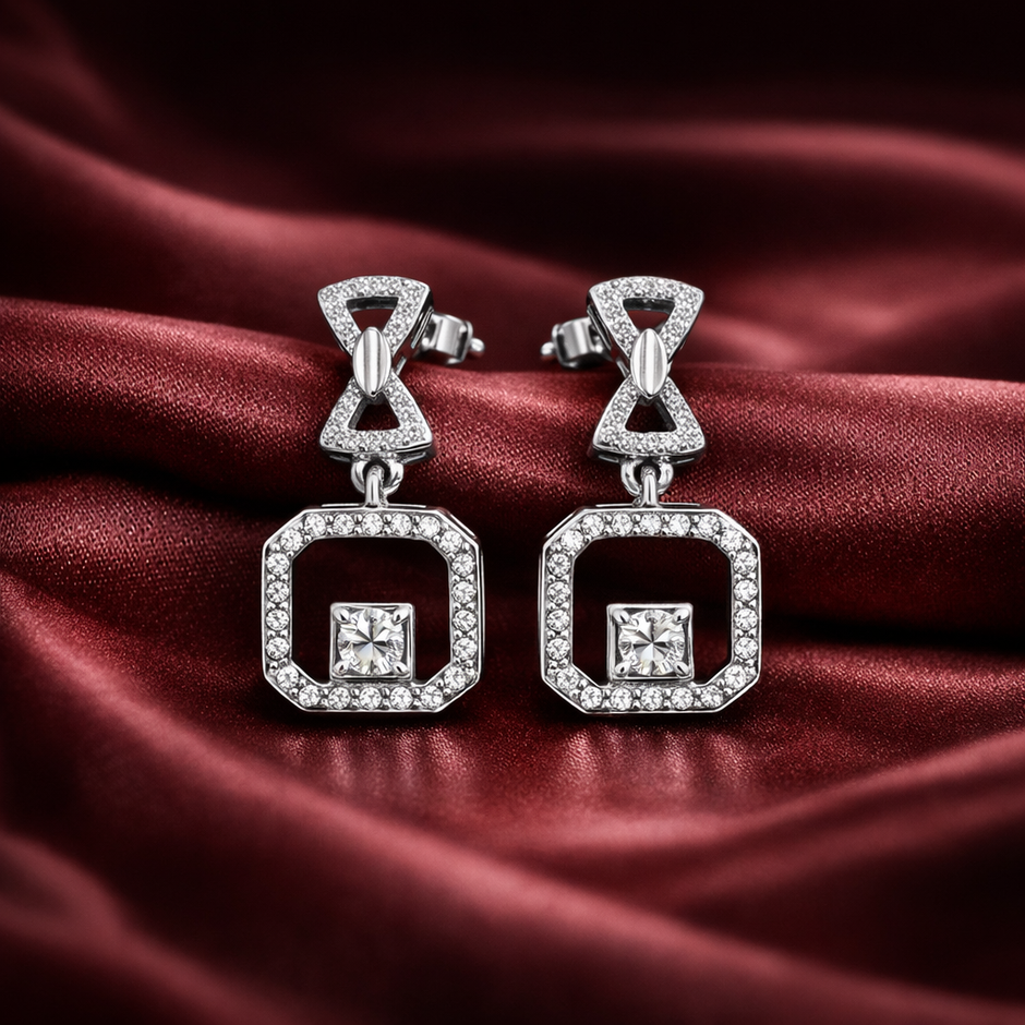 Stylish Geometric Stone Drop Earrings