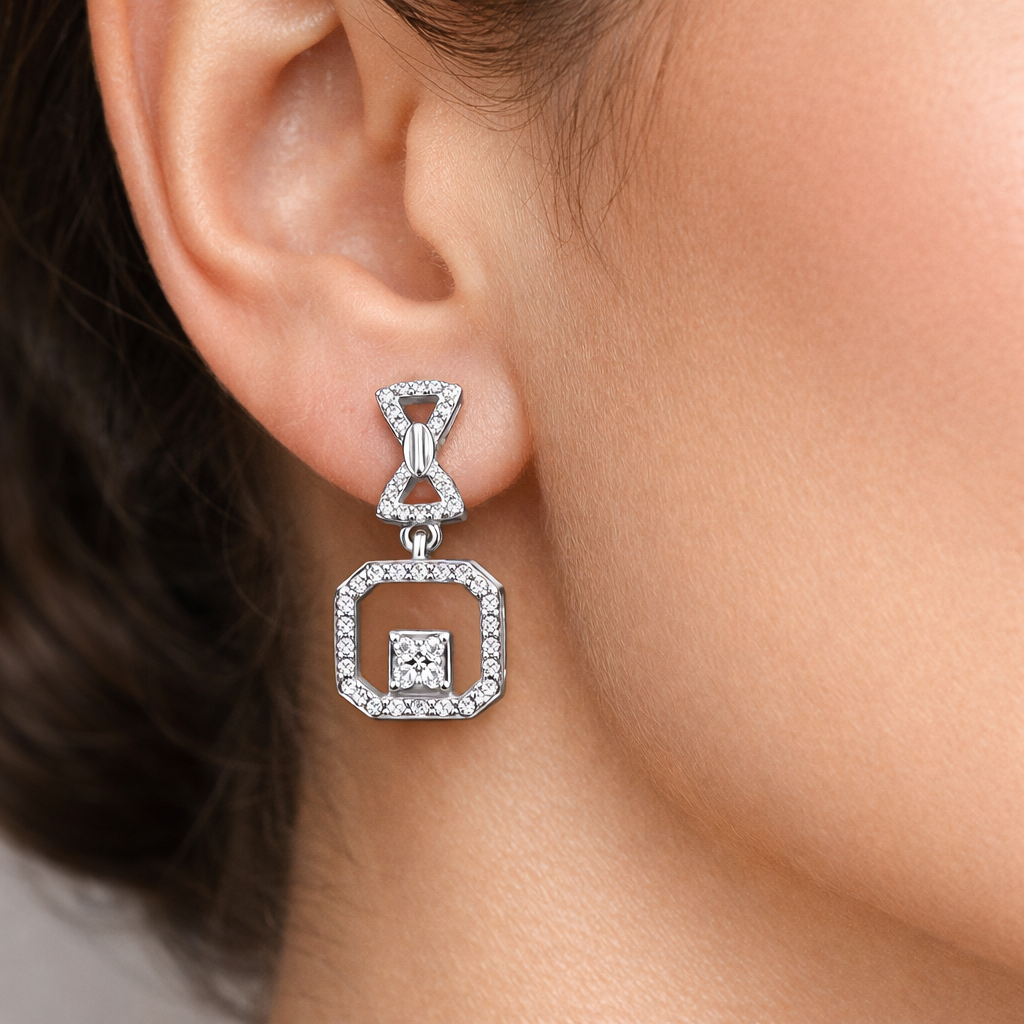 Stylish Geometric Stone Drop Earrings