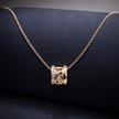 Rose Gold Roman Numeral Barrel Pendant Necklace