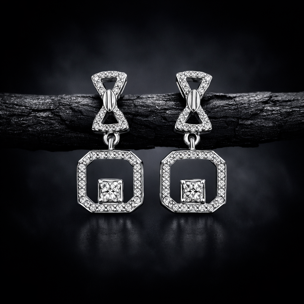 Stylish Geometric Stone Drop Earrings