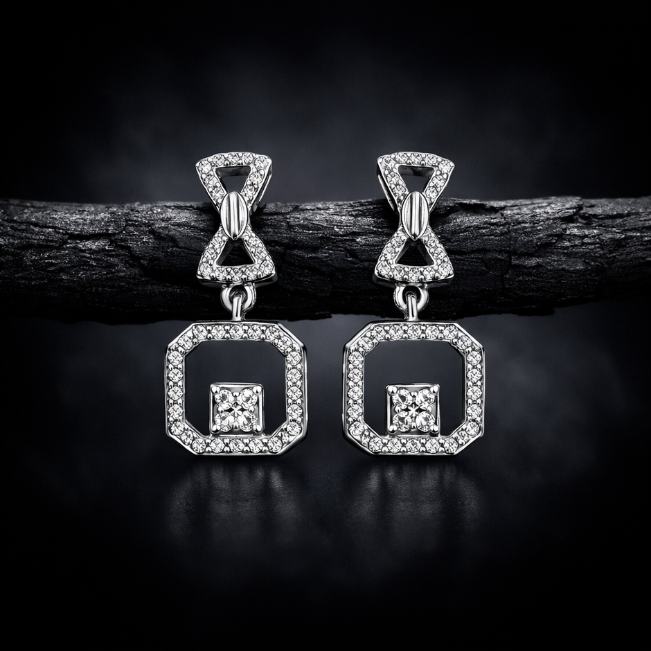 Stylish Geometric Stone Drop Earrings
