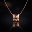 Rose Gold Roman Numeral Barrel Pendant Necklace