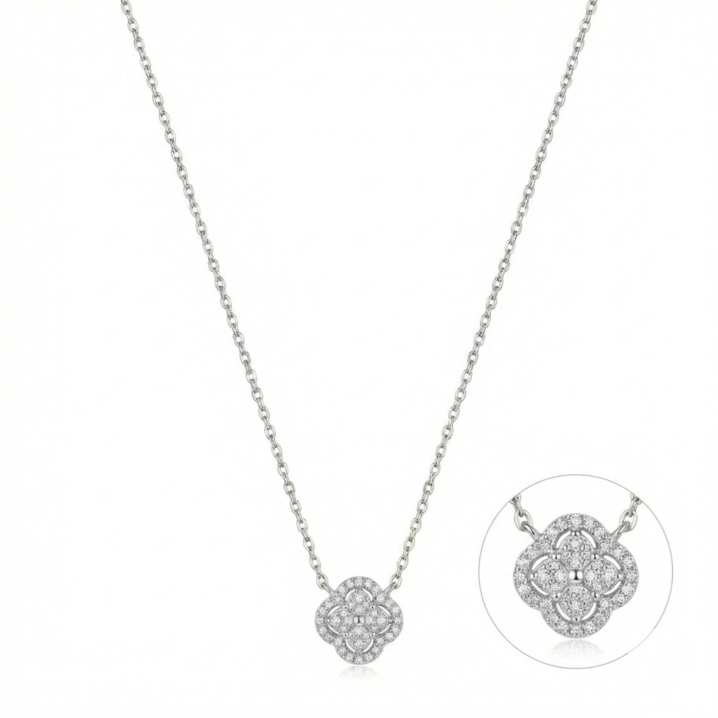 Floral Clover Pendant Necklace