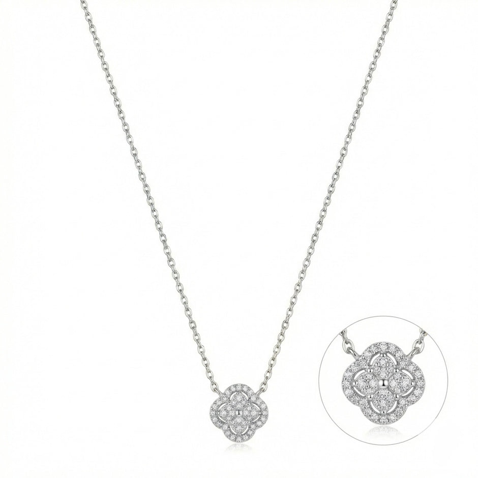 Floral Clover Pendant Necklace