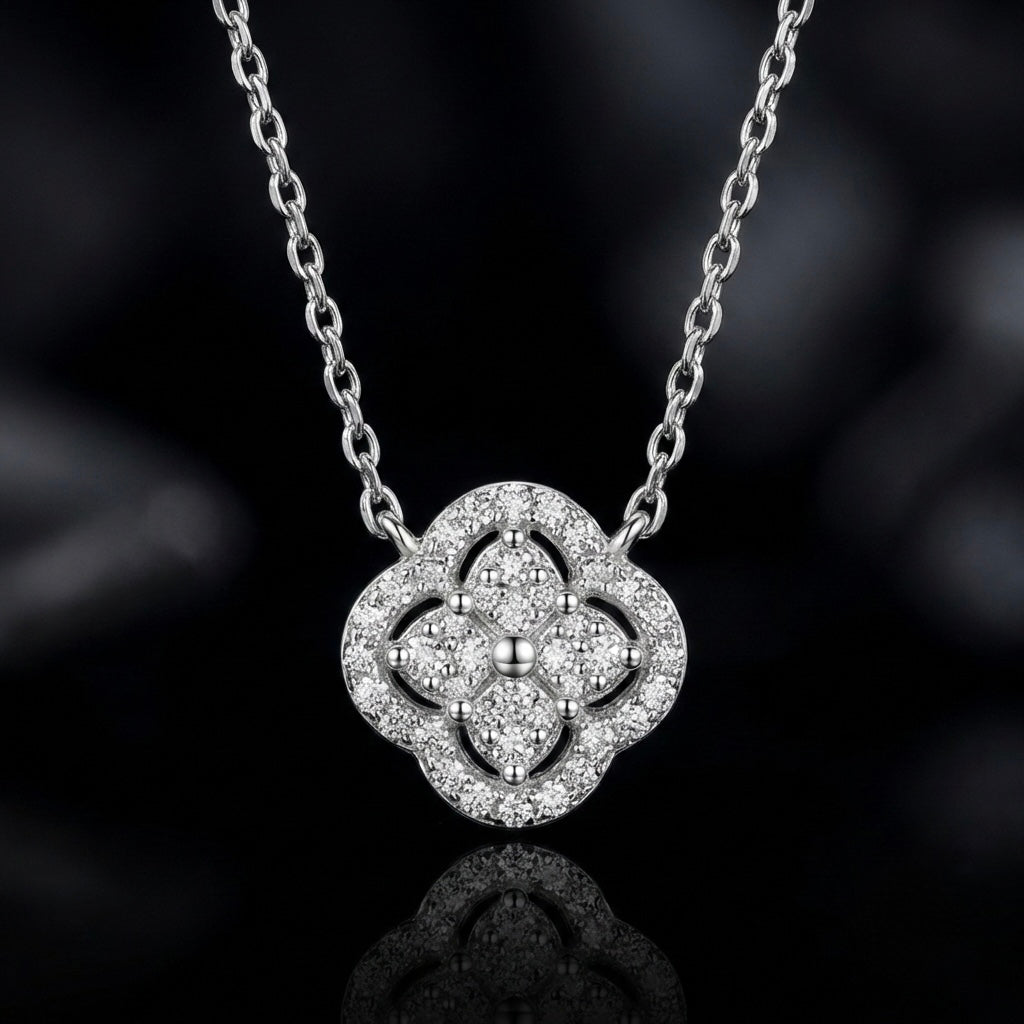 Floral Clover Pendant Necklace