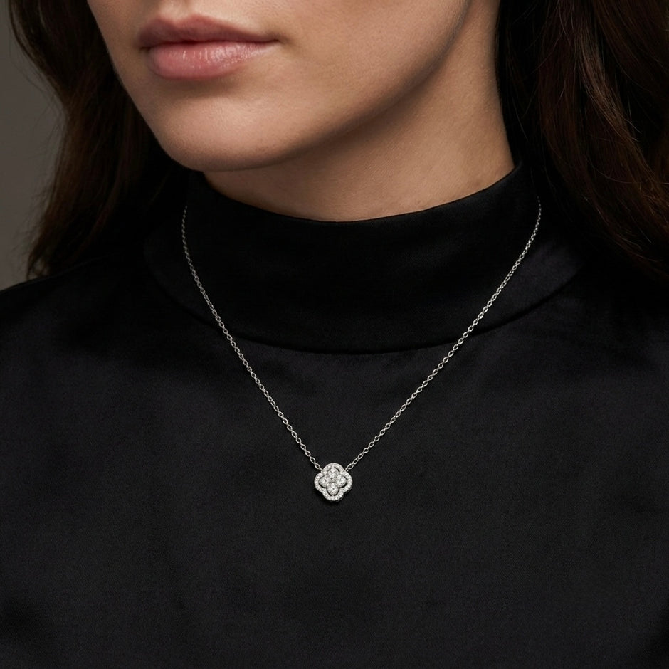 Floral Clover Pendant Necklace