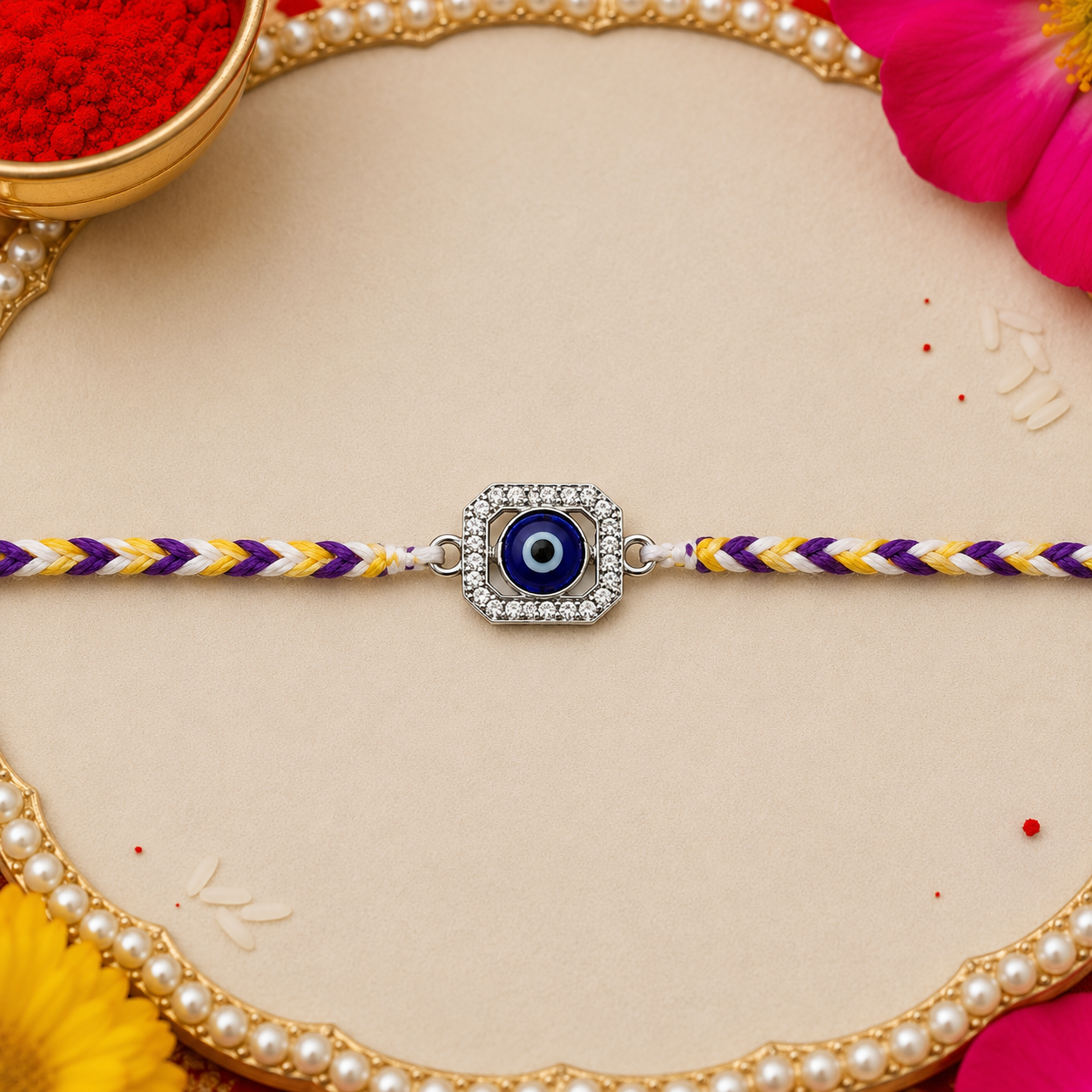 Protective Evil Eye Silver Rakhi