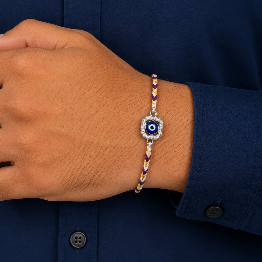 Protective Evil Eye Silver Rakhi