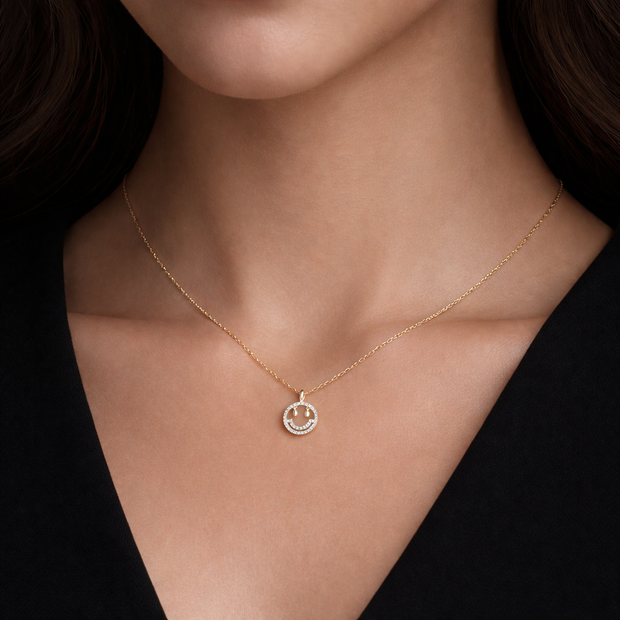 Gold Plated Smiley Face Pendant Necklace