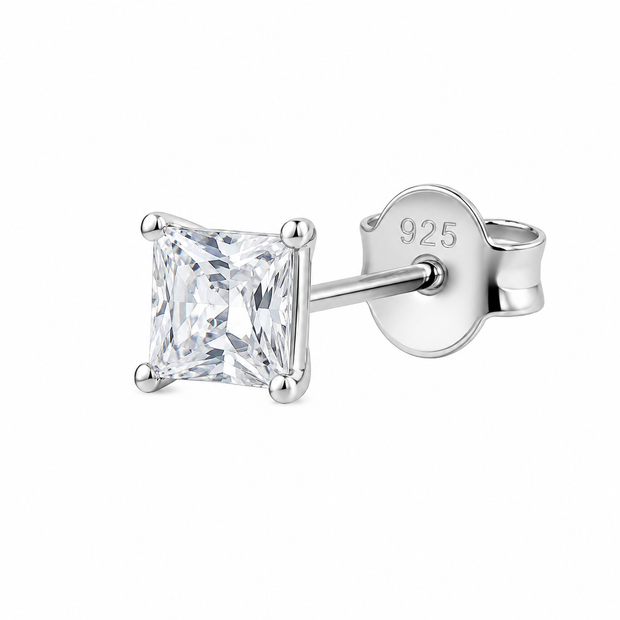 Princess Solitaire Silver Stud