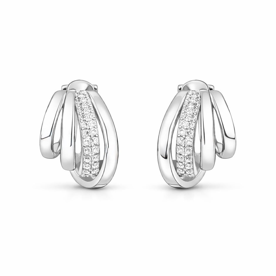 Elegant Twisted Hoop Stone Earrings