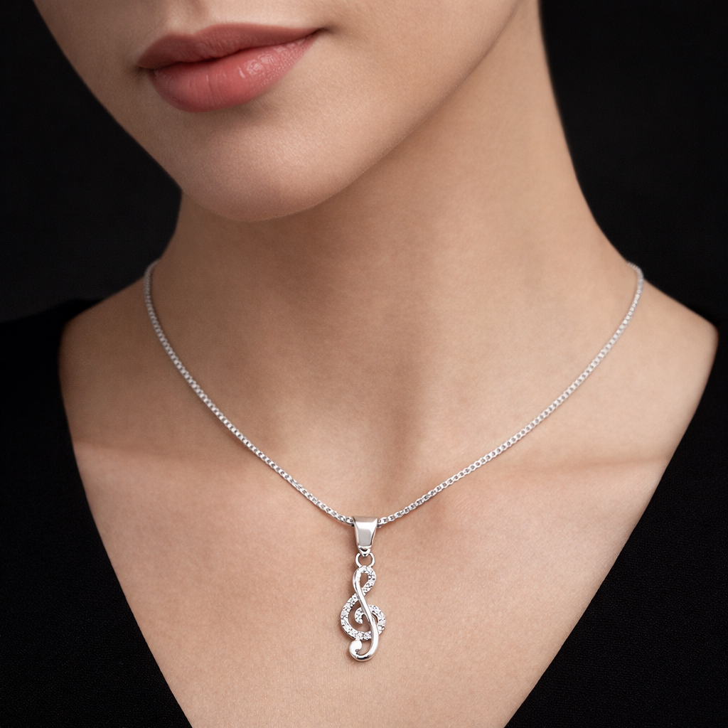 Treble Clef Pendant Necklace