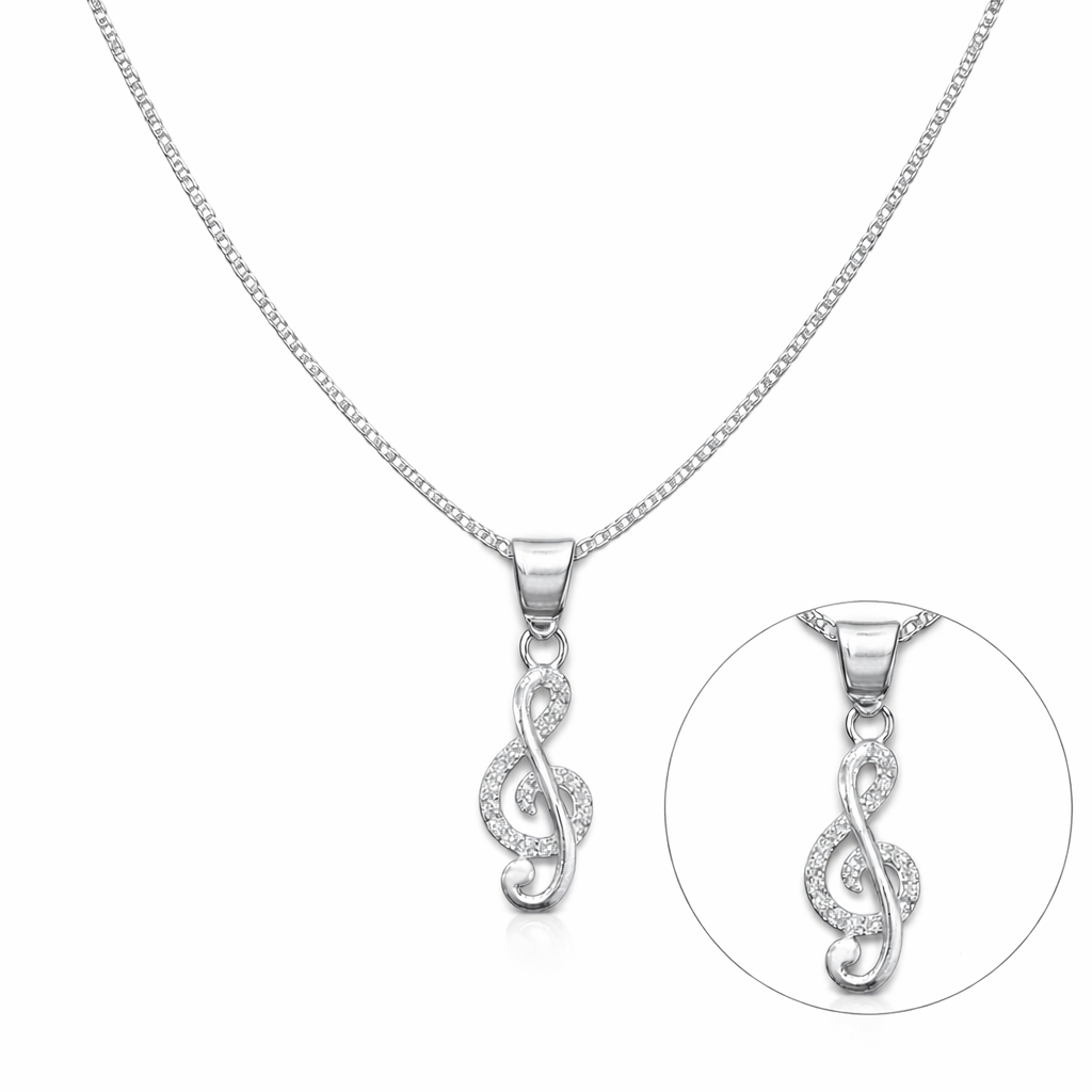 Treble Clef Pendant Necklace