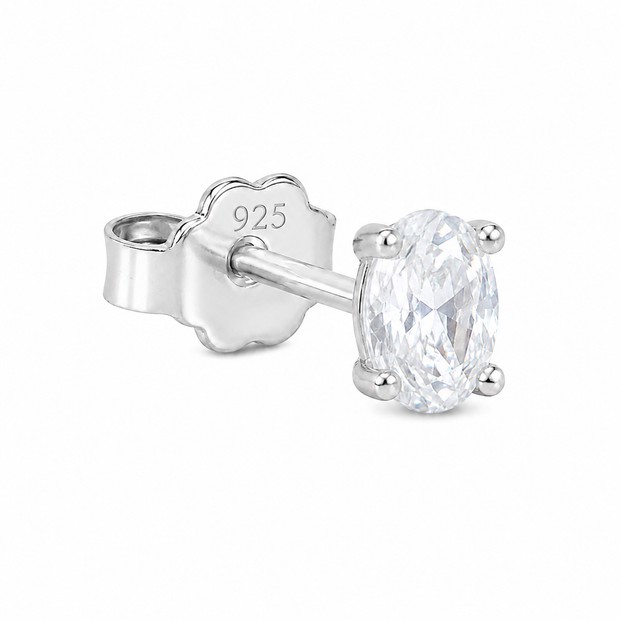 Oval Solitaire Silver Stud