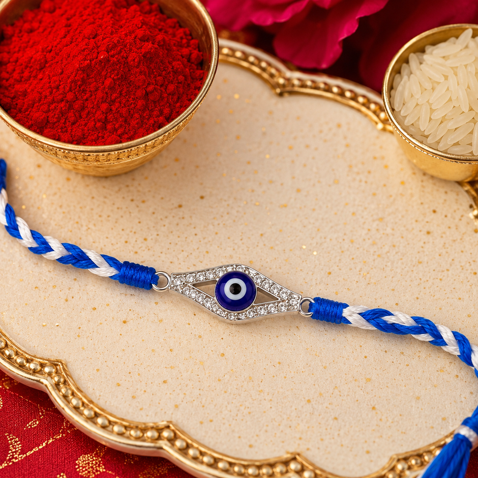 Eye Evil Silver Rakhi