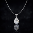 Teardrop Solitaire Style Pendant Necklace