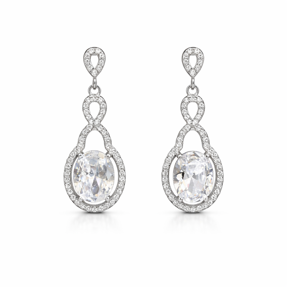 Elegant Oval Drop Stone Earrings